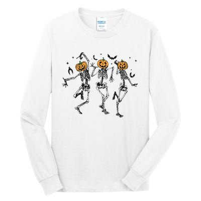 Halloween Pumpkin Dancing Skeleton Costume Tall Long Sleeve T-Shirt