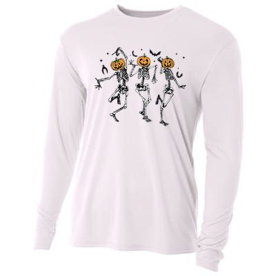 Halloween Pumpkin Dancing Skeleton Costume Cooling Performance Long Sleeve Crew