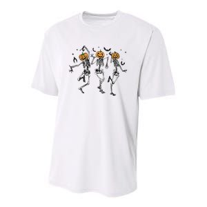 Halloween Pumpkin Dancing Skeleton Costume Youth Performance Sprint T-Shirt