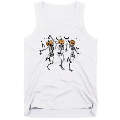 Halloween Pumpkin Dancing Skeleton Costume Tank Top