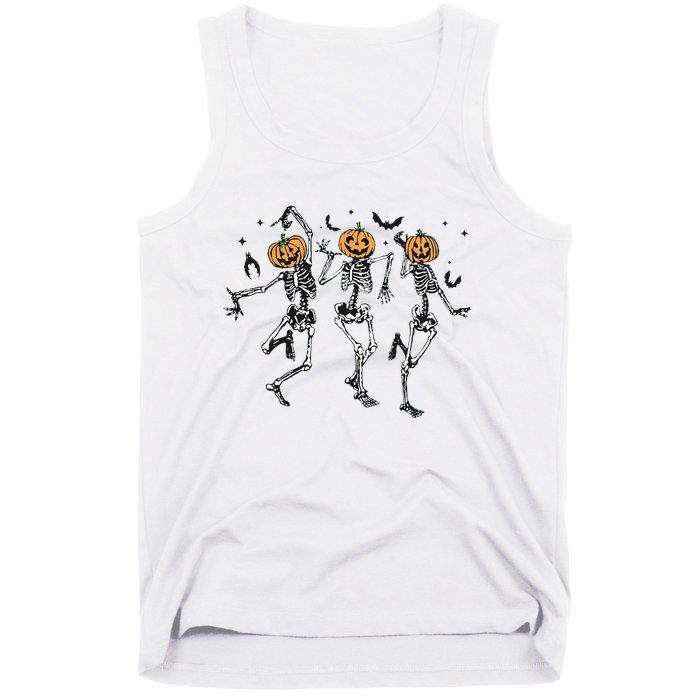 Halloween Pumpkin Dancing Skeleton Costume Tank Top