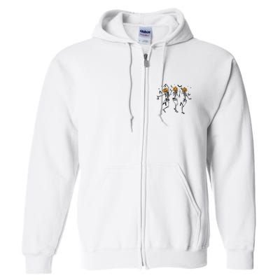 Halloween Pumpkin Dancing Skeleton Costume Full Zip Hoodie
