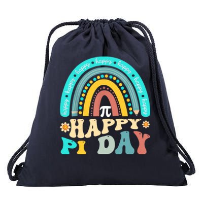 Happy Pi Day Mathematic Math Teacher Gift Rainbow Drawstring Bag