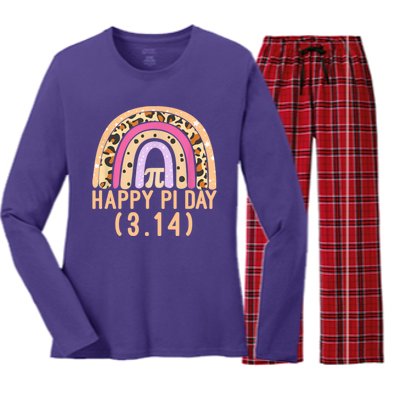 Happy Pi Day Rainbow March 14th Women's Long Sleeve Flannel Pajama Set 