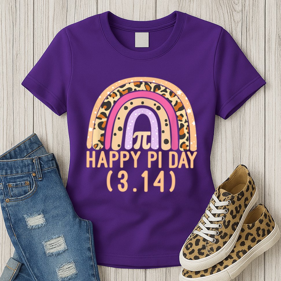 Happy Pi Day Rainbow March 14th Womens T-Shirt