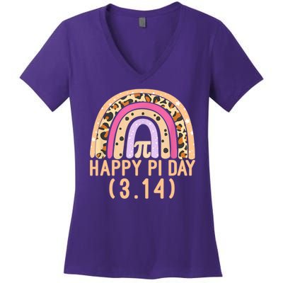 Happy Pi Day Rainbow March 14th Women's V-Neck T-Shirt