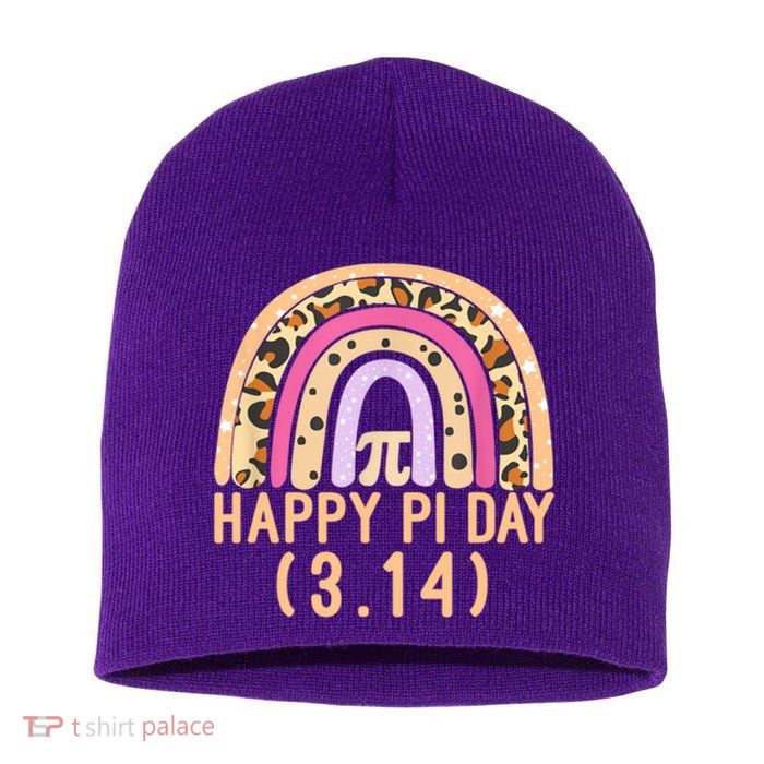 Happy Pi Day Rainbow March 14th Short Acrylic Beanie