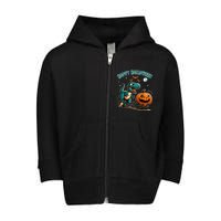 Halloween Pumpkin Dinosaur Funny Trex Design Toddler Zip Fleece Hoodie