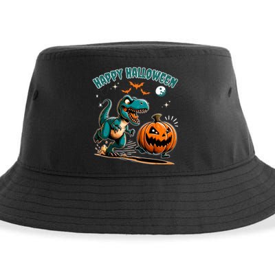 Halloween Pumpkin Dinosaur Funny Trex Design Sustainable Bucket Hat