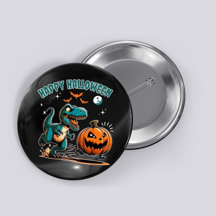 Halloween Pumpkin Dinosaur Funny Trex Design Button