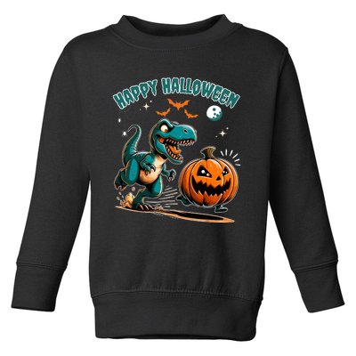 Halloween Pumpkin Dinosaur Funny Trex Design Toddler Sweatshirt