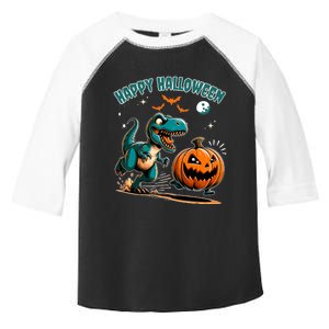 Halloween Pumpkin Dinosaur Funny Trex Design Toddler Fine Jersey T-Shirt