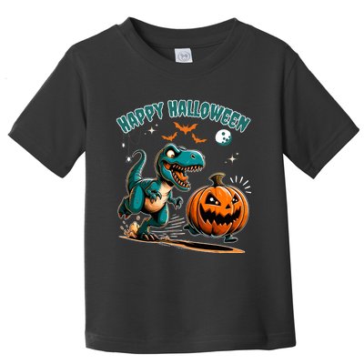 Halloween Pumpkin Dinosaur Funny Trex Design Toddler T-Shirt