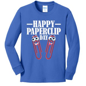 Happy Paperclip Day 29th May Paperclip Day Costume Gift Kids Long Sleeve Shirt