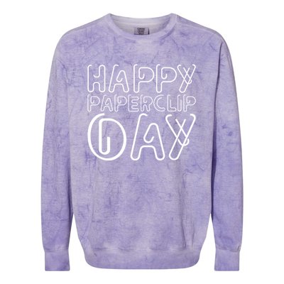 Happy Paperclip Day 29th May Paperclip Day Outfit Gift Colorblast Crewneck Sweatshirt