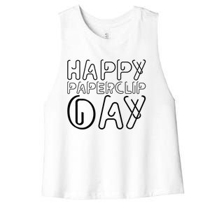 Happy Paperclip Day 29th May Paperclip Day Outfit Gift Women's Racerback Cropped Tank