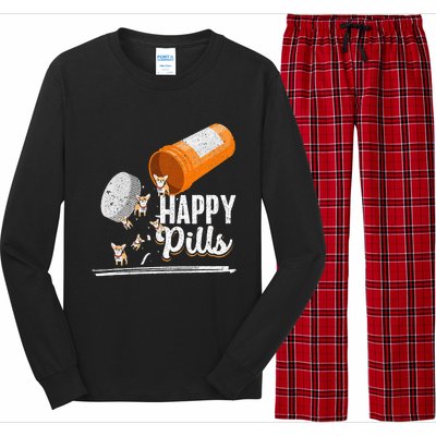 Happy Pills Dog Lover Chihuahua Dog Owner Ideas Long Sleeve Pajama Set