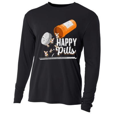 Happy Pills Dog Lover Chihuahua Dog Owner Ideas Cooling Performance Long Sleeve Crew