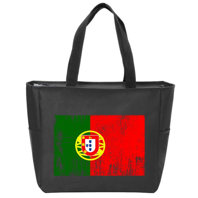 Happy Portugal Day Distressed Portugal Flag Zip Tote Bag