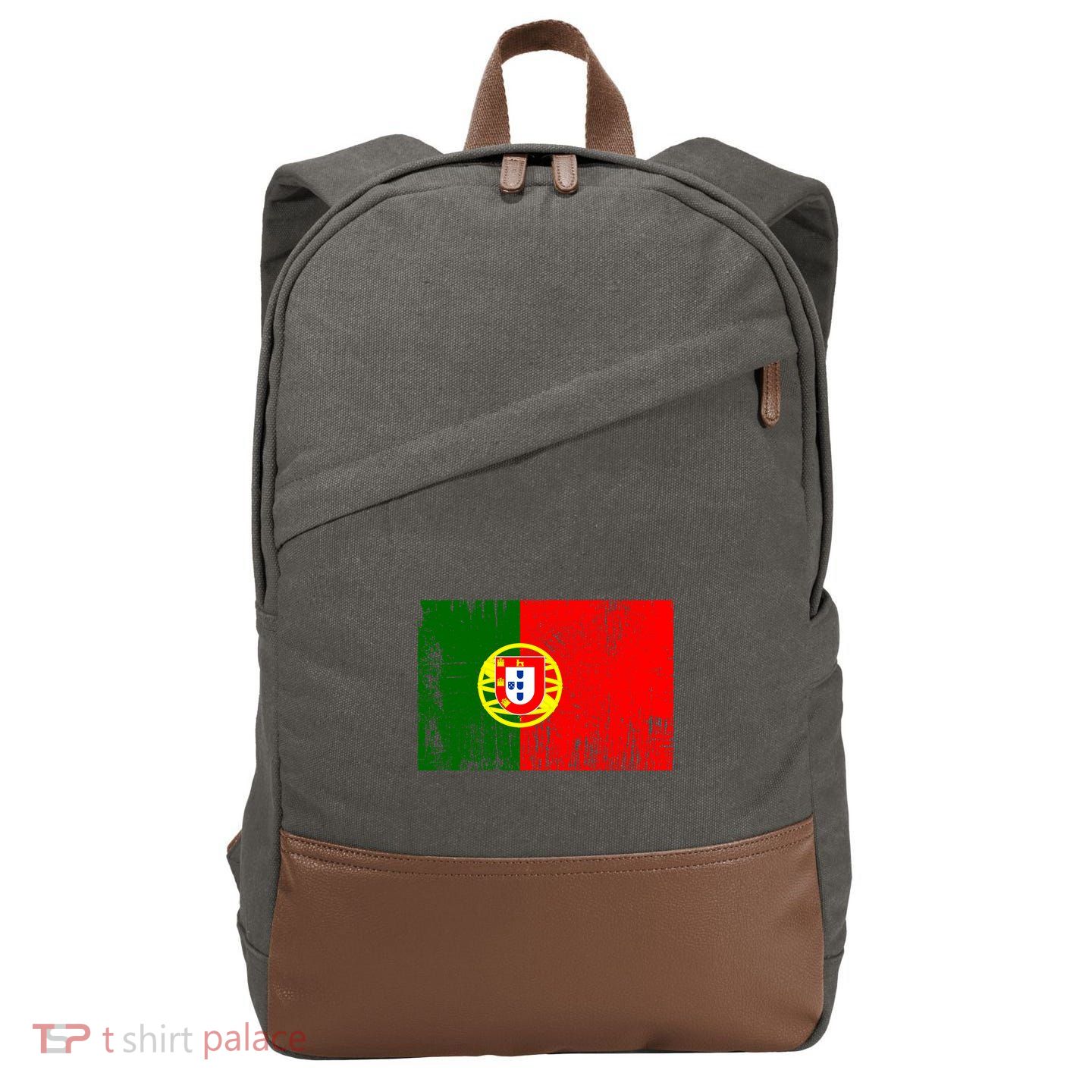 Happy Portugal Day Distressed Portugal Flag Cotton Canvas Backpack