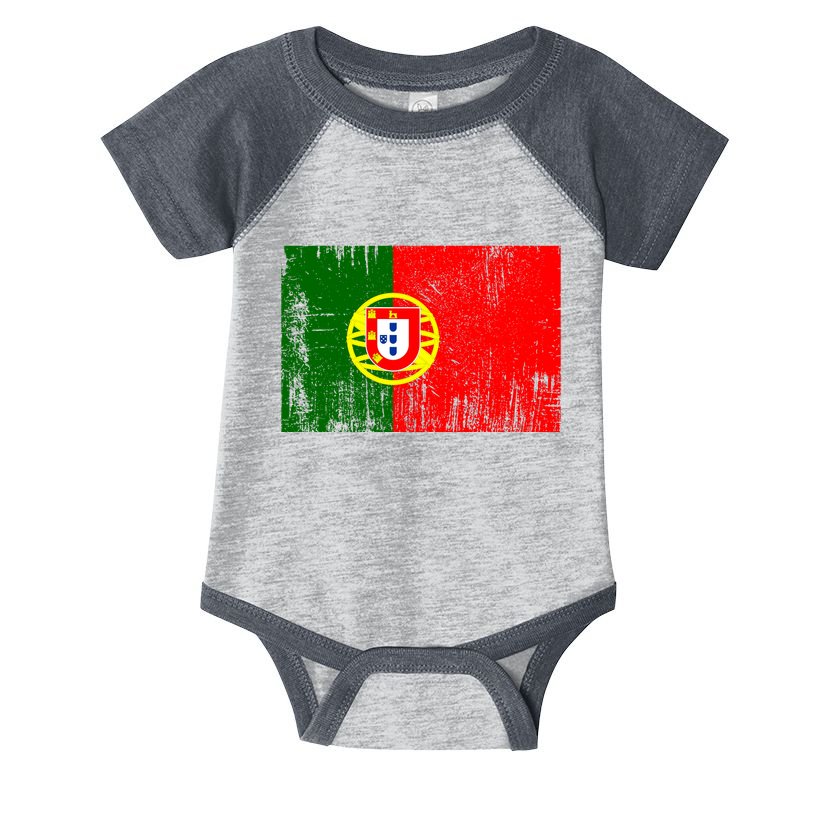 Happy Portugal Day Distressed Portugal Flag Infant Baby Jersey Bodysuit