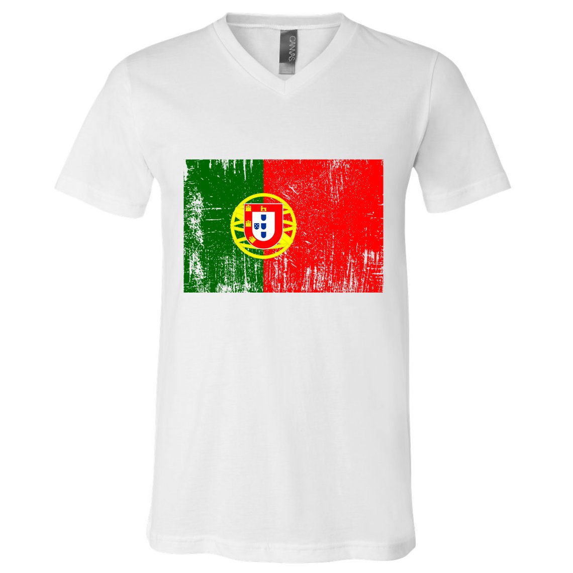 Happy Portugal Day Distressed Portugal Flag V-Neck T-Shirt