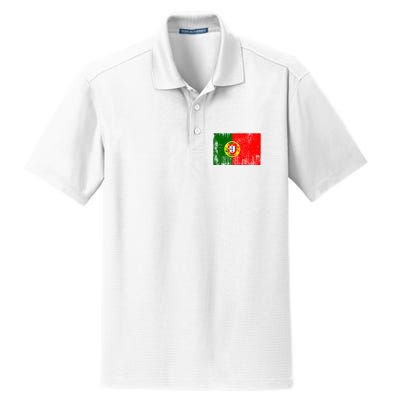 Happy Portugal Day Distressed Portugal Flag Dry Zone Grid Polo