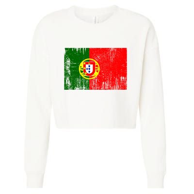 Happy Portugal Day Distressed Portugal Flag Cropped Pullover Crew