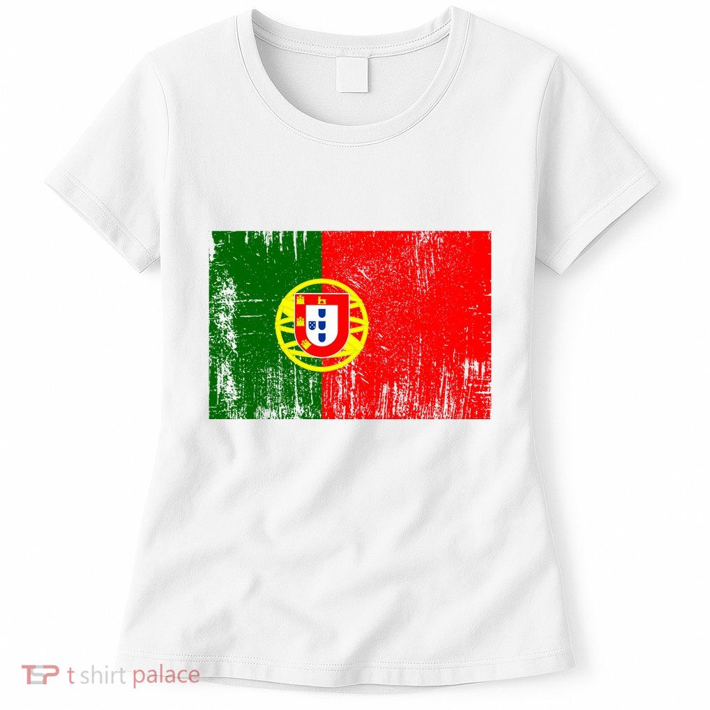 Happy Portugal Day Distressed Portugal Flag Womens T-Shirt