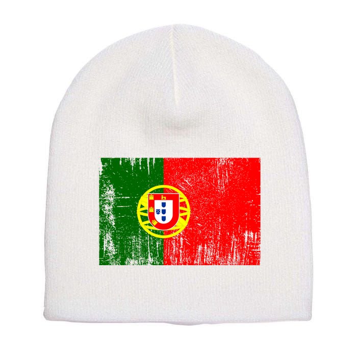 Happy Portugal Day Distressed Portugal Flag Short Acrylic Beanie