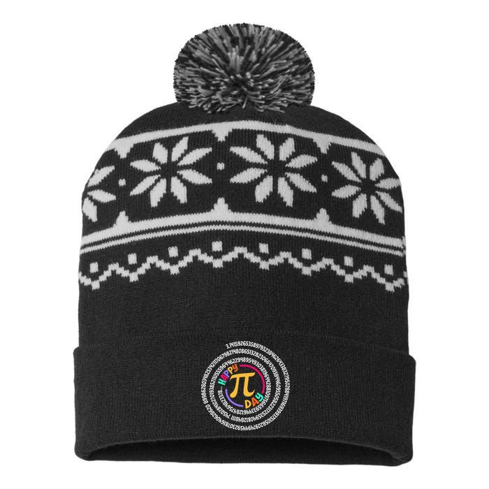 Happy Pi Day 3.14 Mathematic Math Teacher Gift Spiral Pi Day USA-Made Snowflake Beanie