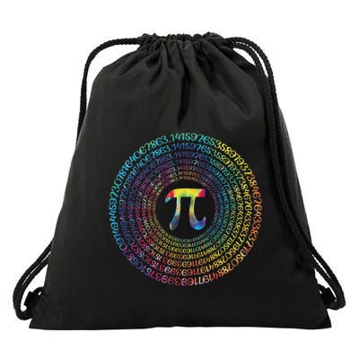 Happy Pi Day Funny Pi Day Spiral Pi Math Tie Dye 3.14 Drawstring Bag