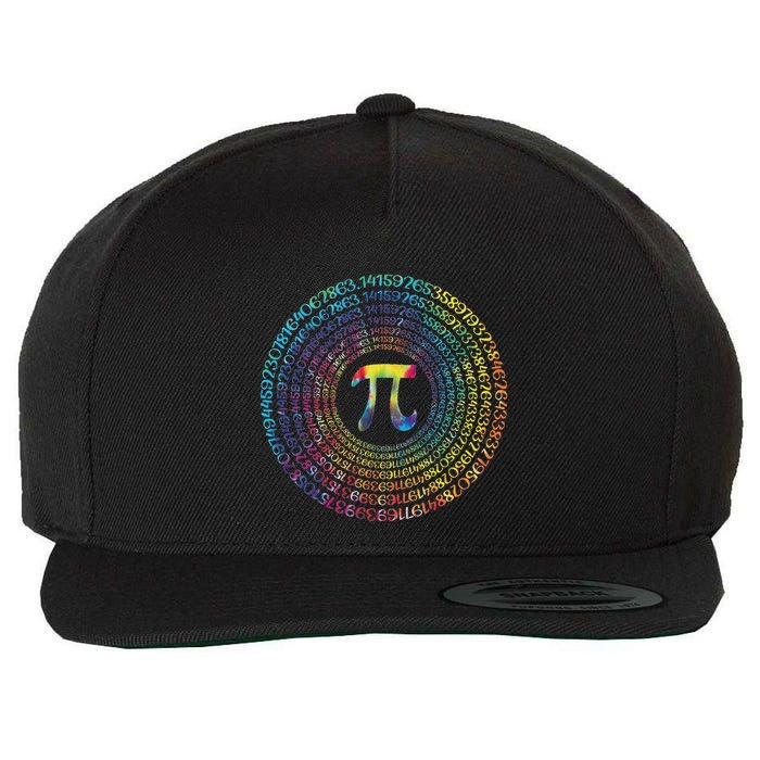 Happy Pi Day Funny Pi Day Spiral Pi Math Tie Dye 3.14 Wool Snapback Cap