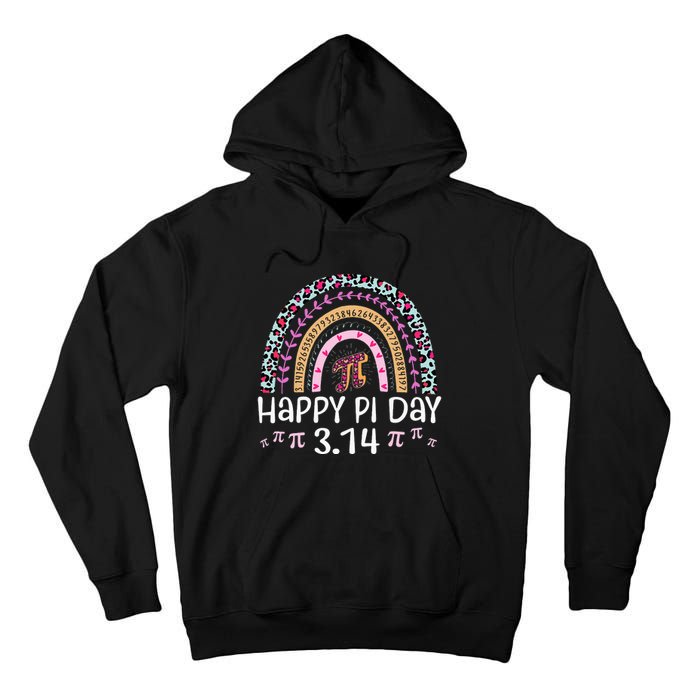 Happy Pi Day Mathematic Math Teacher Leopard Rainbow Tall Hoodie