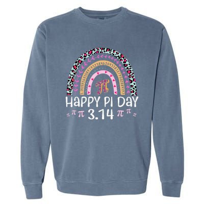 Happy Pi Day Mathematic Math Teacher Leopard Rainbow Garment-Dyed Sweatshirt