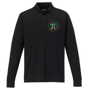 Happy Pi Day Gift 3.14 Pi Mathematic Math Teacher Gift Performance Long Sleeve Polo