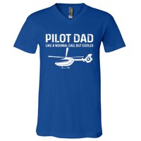 Helicopter Pilot Dad Like A Normal Dad Only Cooler Gift V-Neck T-Shirt