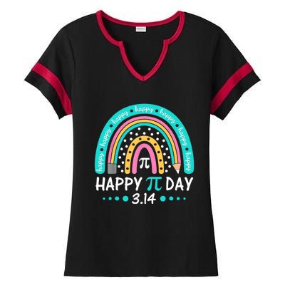 Happy Pi Day Mathematic Math Teacher Gift Rainbow Ladies Halftime Notch Neck Tee