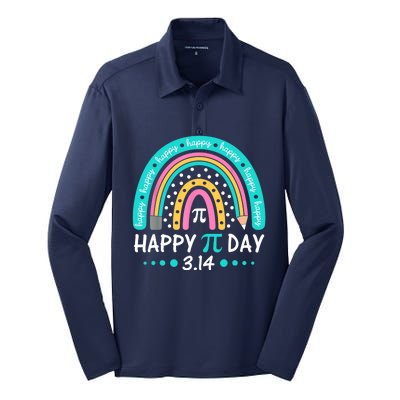 Happy Pi Day Mathematic Math Teacher Gift Rainbow Silk Touch Performance Long Sleeve Polo