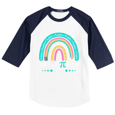 Happy Pi Day Mathematic Math Teacher Gift Rainbow Baseball Sleeve Shirt