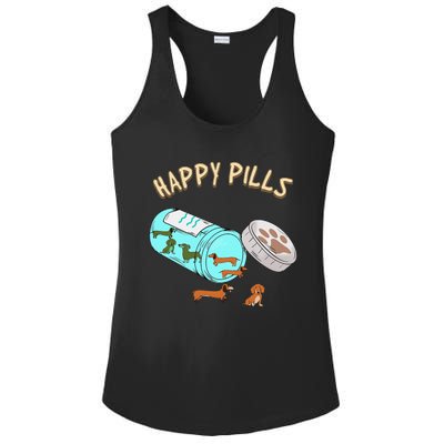 Happy Pills Dachshund  Dog Lover Gift Ladies PosiCharge Competitor Racerback Tank