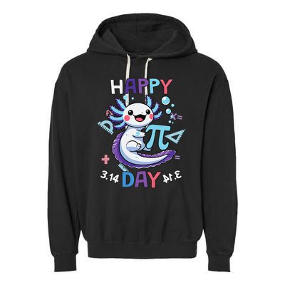 Happy Pi Day Funny Axolotl Questions Math Lovers Garment-Dyed Fleece Hoodie
