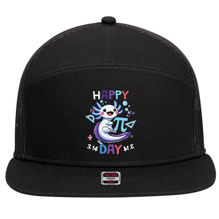 Happy Pi Day Funny Axolotl Questions Math Lovers 7 Panel Mesh Trucker Snapback Hat