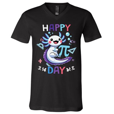 Happy Pi Day Funny Axolotl Questions Math Lovers V-Neck T-Shirt