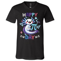 Happy Pi Day Funny Axolotl Questions Math Lovers V-Neck T-Shirt
