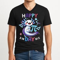 Happy Pi Day Funny Axolotl Questions Math Lovers V-Neck T-Shirt