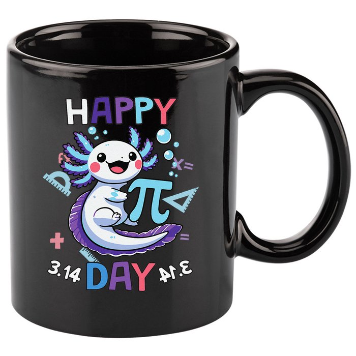 Happy Pi Day Funny Axolotl Questions Math Lovers 11oz C Handle Ceramic Mug