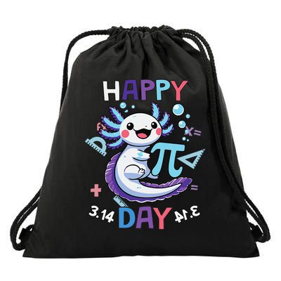 Happy Pi Day Funny Axolotl Questions Math Lovers Drawstring Bag