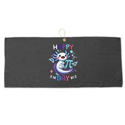 Happy Pi Day Funny Axolotl Questions Math Lovers Large Microfiber Waffle Golf Towel