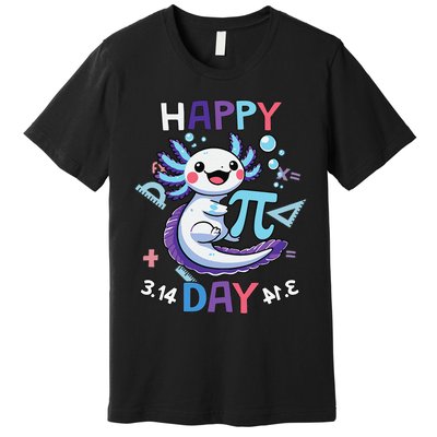 Happy Pi Day Funny Axolotl Questions Math Lovers Premium T-Shirt